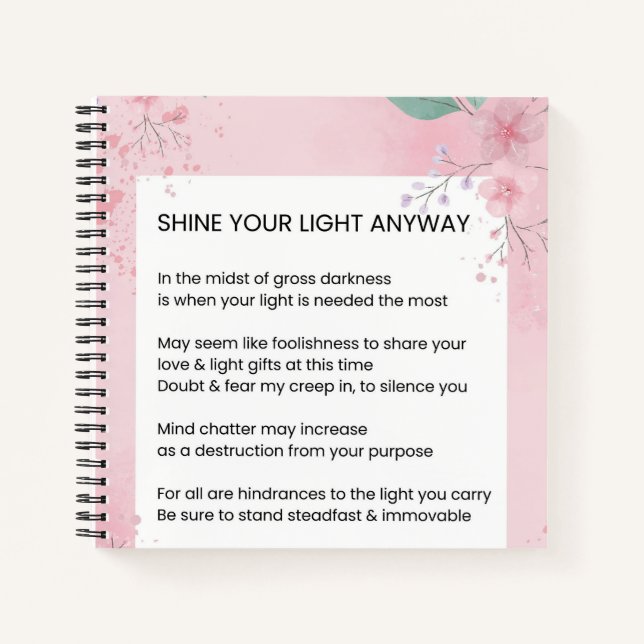 Shine your light Anyway Gedichte Notizbuch (Vorderseite)