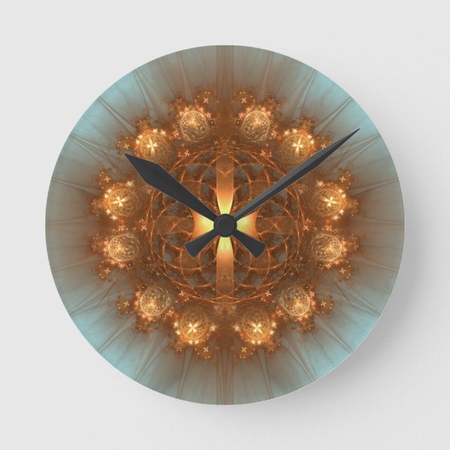 Shining Cross Mandala Runde Wanduhr (Vorderseite)