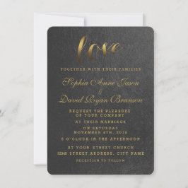 Shining Gold Foil Liebe Schwarze Hochzeit Einladun Einladung
