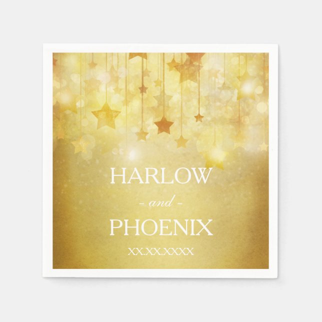 Shining Gold Stars Wedding Napkin Serviette (Vorderseite)