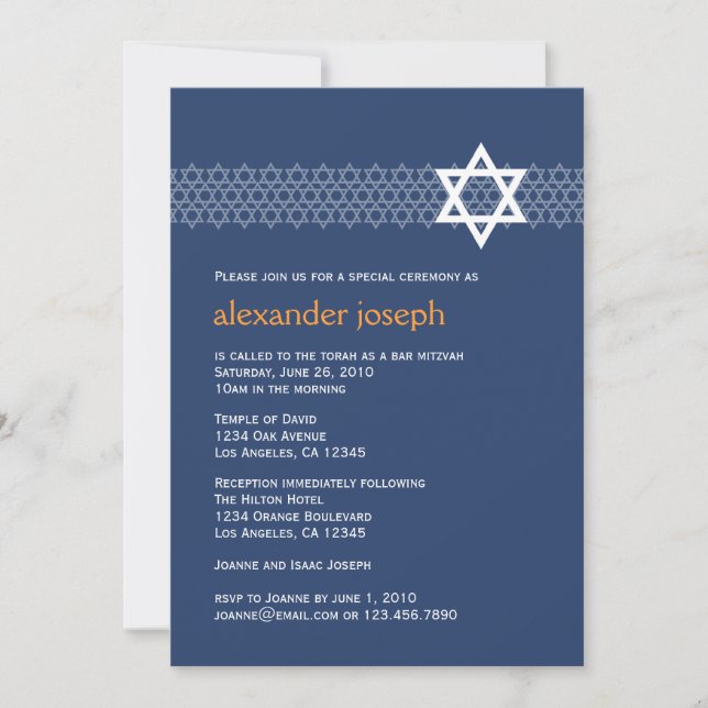 Shining Star Bar Mitzvah Einladung (Vorderseite)