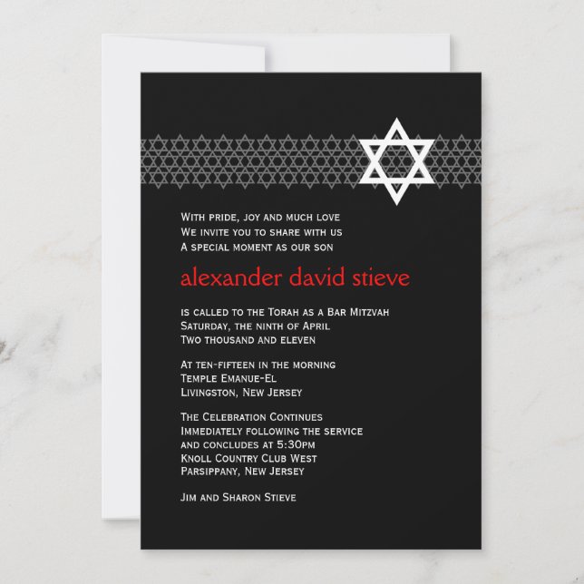 Shining Star Bar Mitzvah Einladung (Vorderseite)