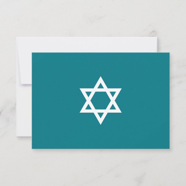 Shining Star Bar Mitzvah RSVP Card in Aquamarin (Vorderseite)
