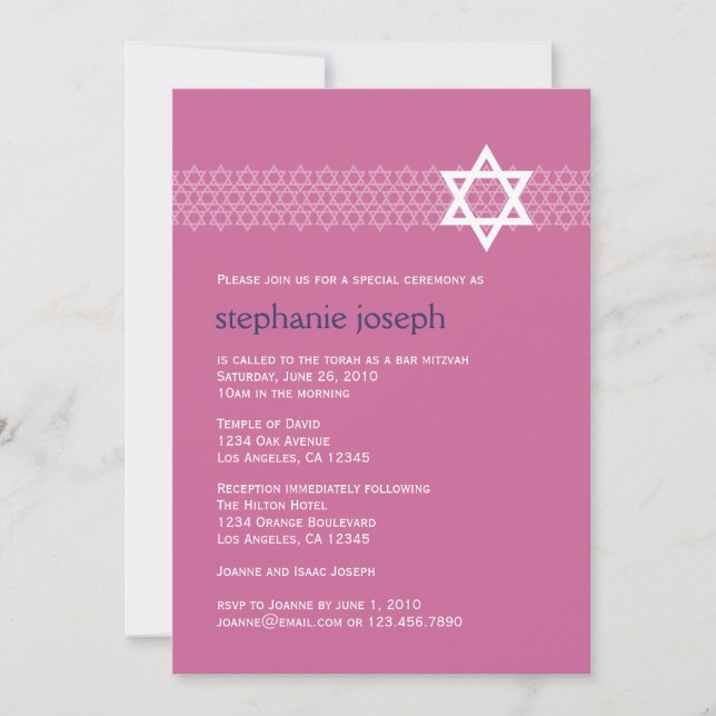 Shining Star Bat Mitzvah Einladung (Vorderseite)