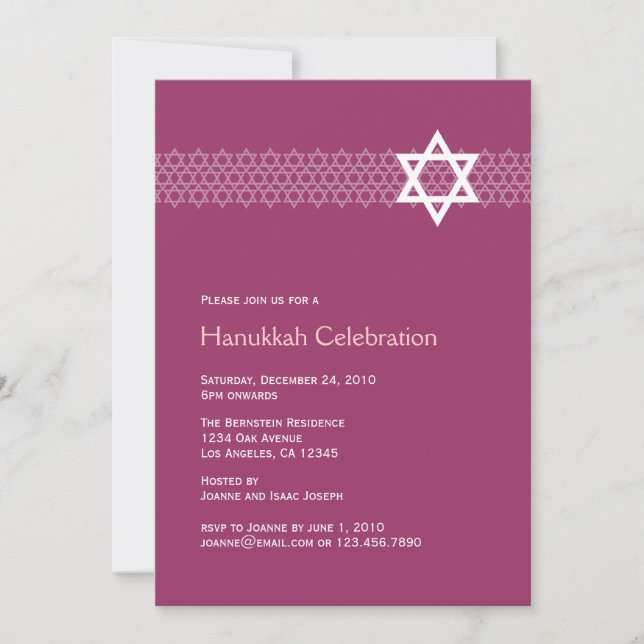 Shining Star Hanukkah Party Einladung (Vorderseite)