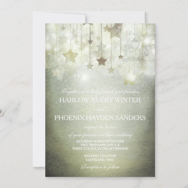 Shining Stars Wedding Invite Einladung (Vorderseite)