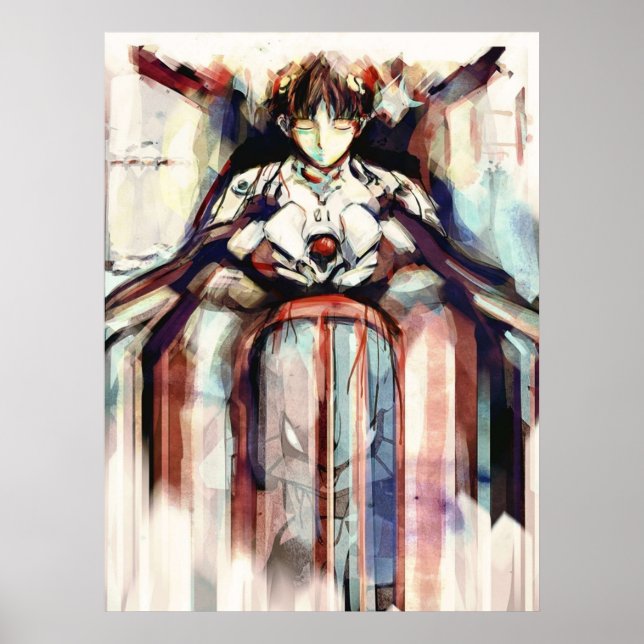 Shinji Evangelion Anime Tra Digital Painting Poster (Vorne)