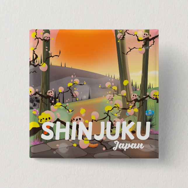 Shinjuku Japan Reiseplakat Button (Vorderseite)
