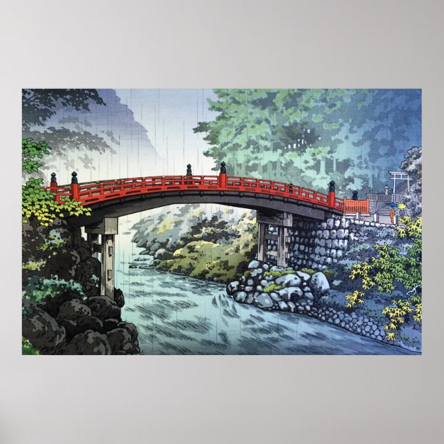 Shinkyo Bridge bei Nikko von Tsuchiya Koitsu Poster (Vorne)