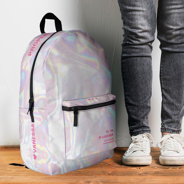 Shinny Holographic Pink Stylish Bedruckter Rucksack (Shinny Holographic Pink Stylish Printed Backpack
)