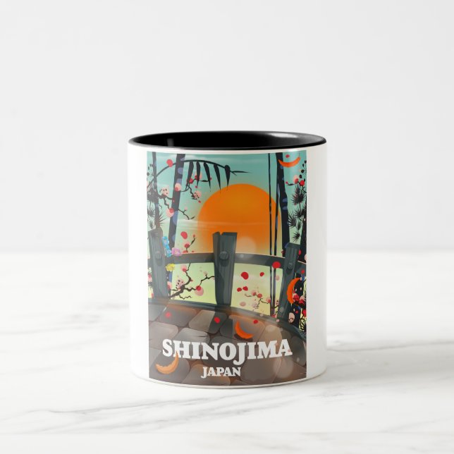 Shinojima Reiseplakatkarte Zweifarbige Tasse (Mittel)