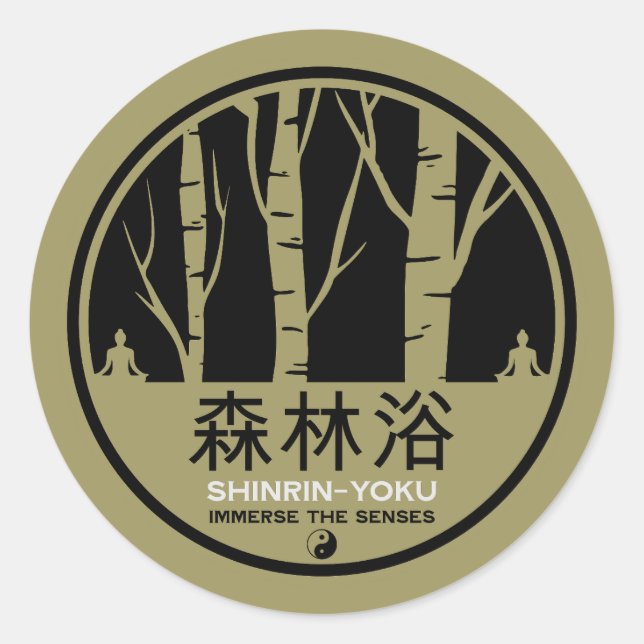 Shinrin Yoku Forest Bathing Runder Aufkleber (Vorderseite)