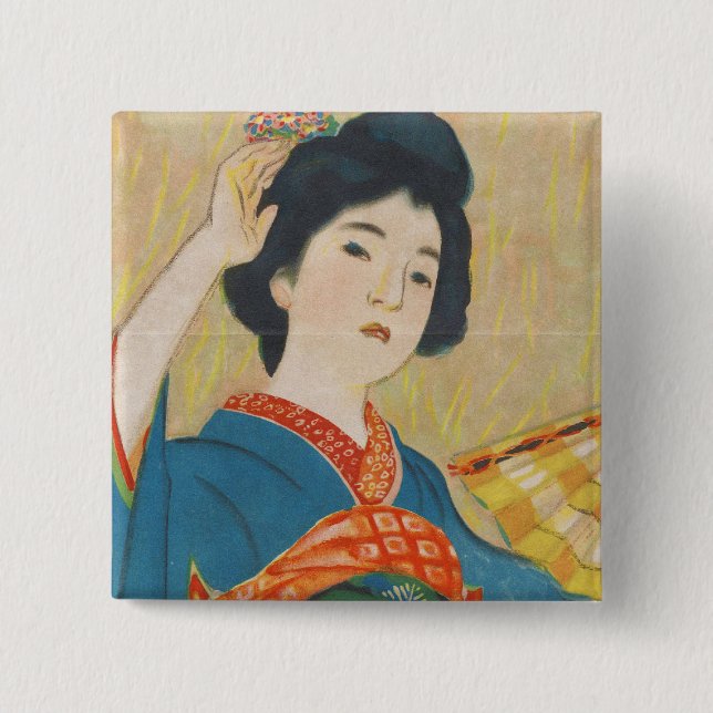 Shinsui Ito Maiko japanisches Vintages Button (Vorderseite)