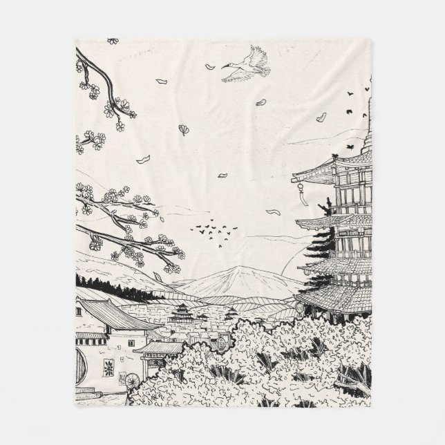 Shinto Shrine Fuji Edo Period Japan Shogun Inspiri Fleecedecke (Vorderseite)