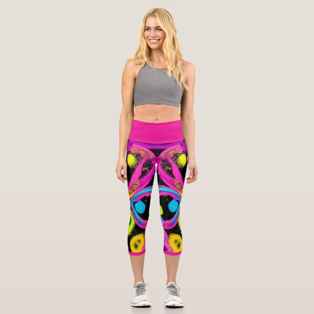 shiny Abstract art Capri Leggings (Vorderseite)