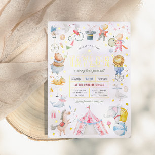 Shiny Animal Circus Karneval Geburtstagsparty Folieneinladung