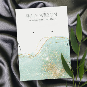 Shiny Aquamarin Green Glitzer Earring Necklace Dis Visitenkarte