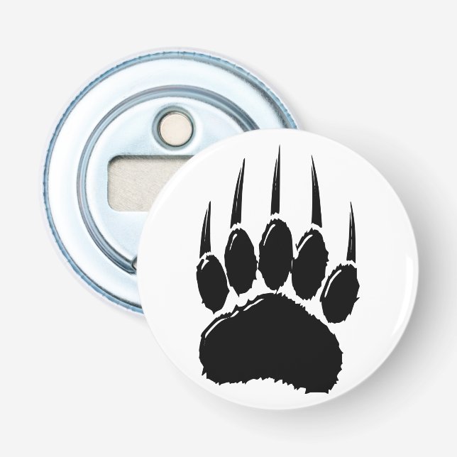 Shiny Black Bar Paw Print Flaschenöffner (Vorderseite)