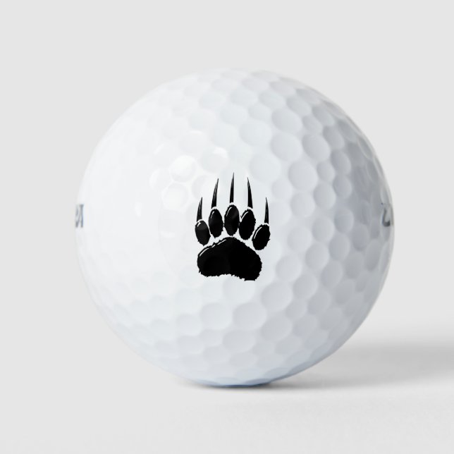 Shiny Black Bar Paw Print Golfball (Vorderseite)