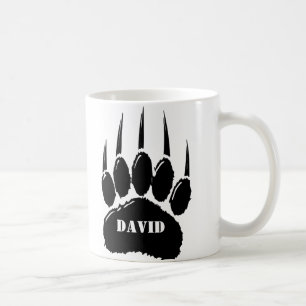Shiny Black Bar Paw Print Individuelle Name Kaffeetasse