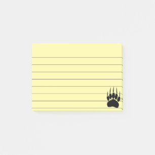 Shiny Black Bar Paw Print Lined 4x3 Post-it Klebezettel