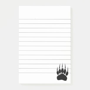 Shiny Black Bar Paw Print Linse Post-it Klebezettel
