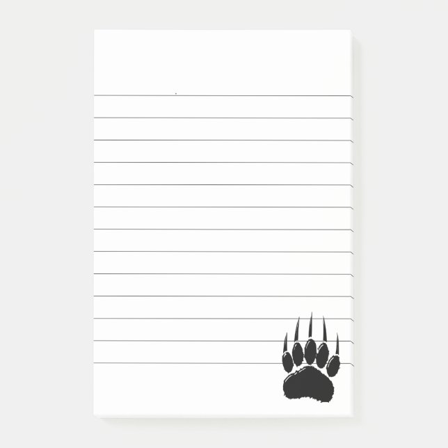 Shiny Black Bar Paw Print Linse Post-it Klebezettel (Vorderseite)