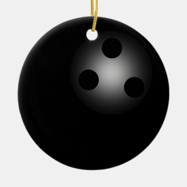 Shiny Black Bowling Ball Bowlers Weihnachten Keramikornament (Vorne)
