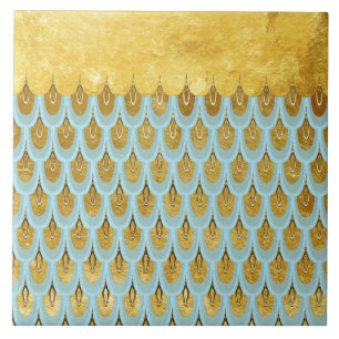 Shiny Blue Aquamarin Glitzer Mermaid Fischskalen Fliese