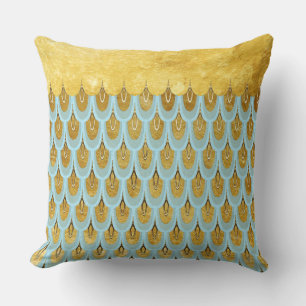 Shiny Blue Aquamarin Glitzer Mermaid Fischskalen Kissen