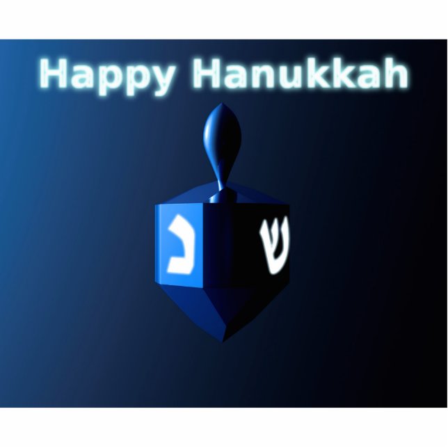 Shiny Blue Chanukkah Dreidel Fotoskulptur Magnet (Vorne)