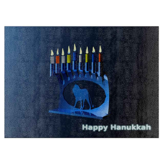 Shiny Blue Chanukkah Menorah Schneidebrett (Vorderseite)