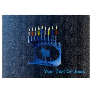 Shiny Blue Chanukkah Menorah Schneidebrett