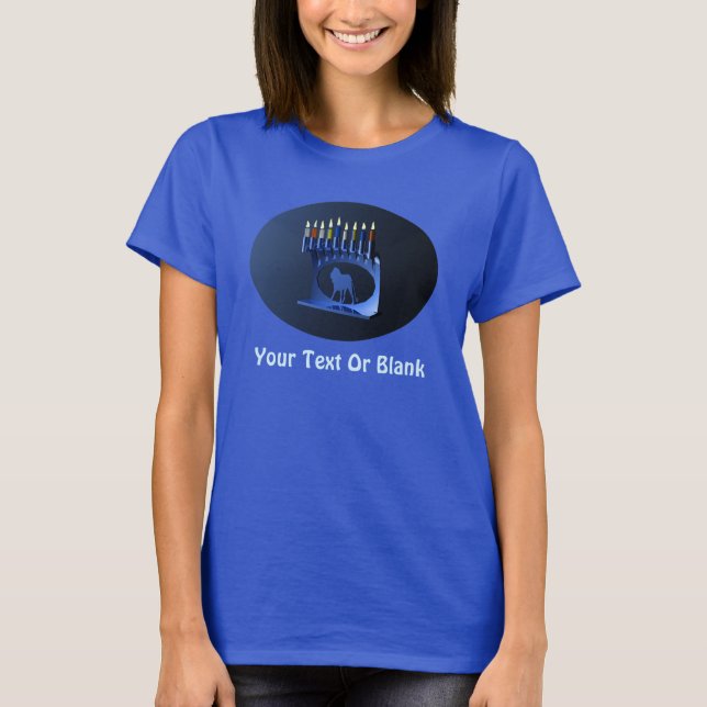 Shiny Blue Chanukkah Menorah T-Shirt (Vorderseite)