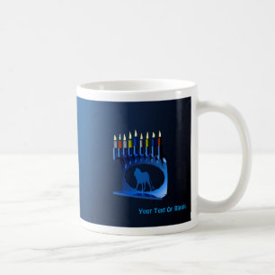 Shiny Blue Chanukkah Menorah Tasse