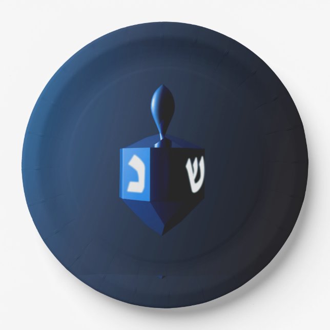 Shiny Blue Dreidel Pappteller (Vorderseite)