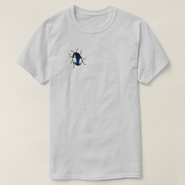 Shiny Blue Käfer Illustration T-Shirt (Design vorne)