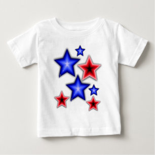 Shiny Blue & Red Stars Baby T-shirt