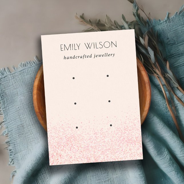 Shiny Blush Pink Glitzer Textur 3 Earring Display Visitenkarte (Von Creator hochgeladen)
