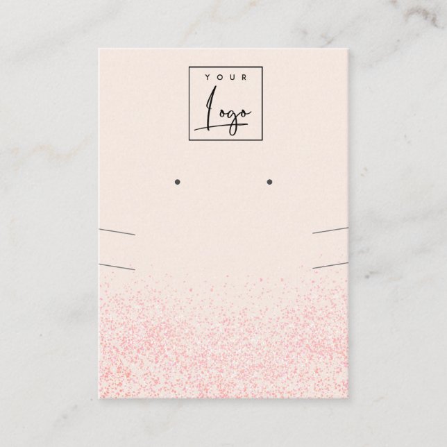 Shiny Blush Pink Glitzer Texture Earring Necklace Visitenkarte (Vorderseite)