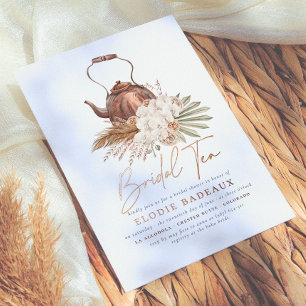 Shiny Boho Floral Pampas Grass Tee Brautparty Folieneinladung