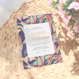 Shiny Bold farbenfrohe Abstrakte Floral Retro Hoch Folieneinladung