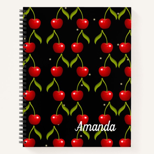 Shiny Cherries Pattern Notizbuch (Vorderseite)