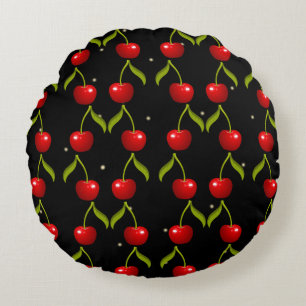 Shiny Cherries Pattern Rundes Kissen