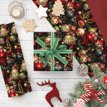 Shiny Christmas Baubles 2 Wrapping Paper Geschenkpapier<br><div class="desc">Das Gesamtbild des Verpackungspapiers verströmt einen zeitlosen Charme und ein Gefühl von Pracht. Wenn das Licht die glänzenden Vintagen Ornamente und Perlen einfängt, leuchten und blinken sie, als ob sie Geschichten vergangener Weihnachten und die Freude, die sie Familien auf der ganzen Welt gebracht haben, flüstern würden. Dieses Verpackungspapier wird sicherlich...</div>