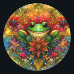 ~ SHINY Christmas FROG ~ Runder Aufkleber<br><div class="desc">Ich habe dieses computergenerierte KI-Muster im NightCafe mit meiner Fantasie erstellt. Es zeichnet sich durch Weihnachtsfarben aus und betont den 3D-Aspekt des Musters. Dieses Design ist eines,  das jeder Liebe würde. Liz hat dieses Muster gemacht.</div>