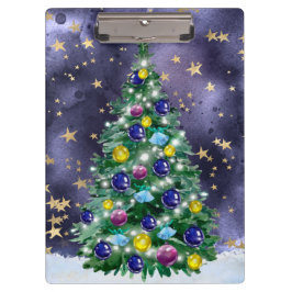 Shiny Christmas tree with bright colored baubles Klemmbrett