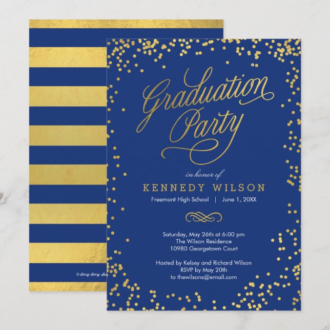 Shiny Confetti EDITABLE COLOR Graduation Party Einladung (Vorne/Hinten)