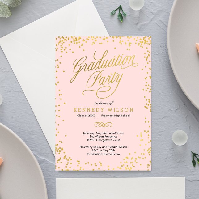 Shiny Confetti Graduation Party Einladung Pink (Von Creator hochgeladen)