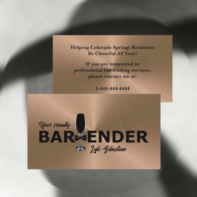 Shiny Copper Event Barkeeper Business Card Visitenkarte (Von Creator hochgeladen)
